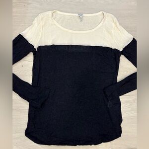 Splendid Black and Cream Long Sleeve Top
